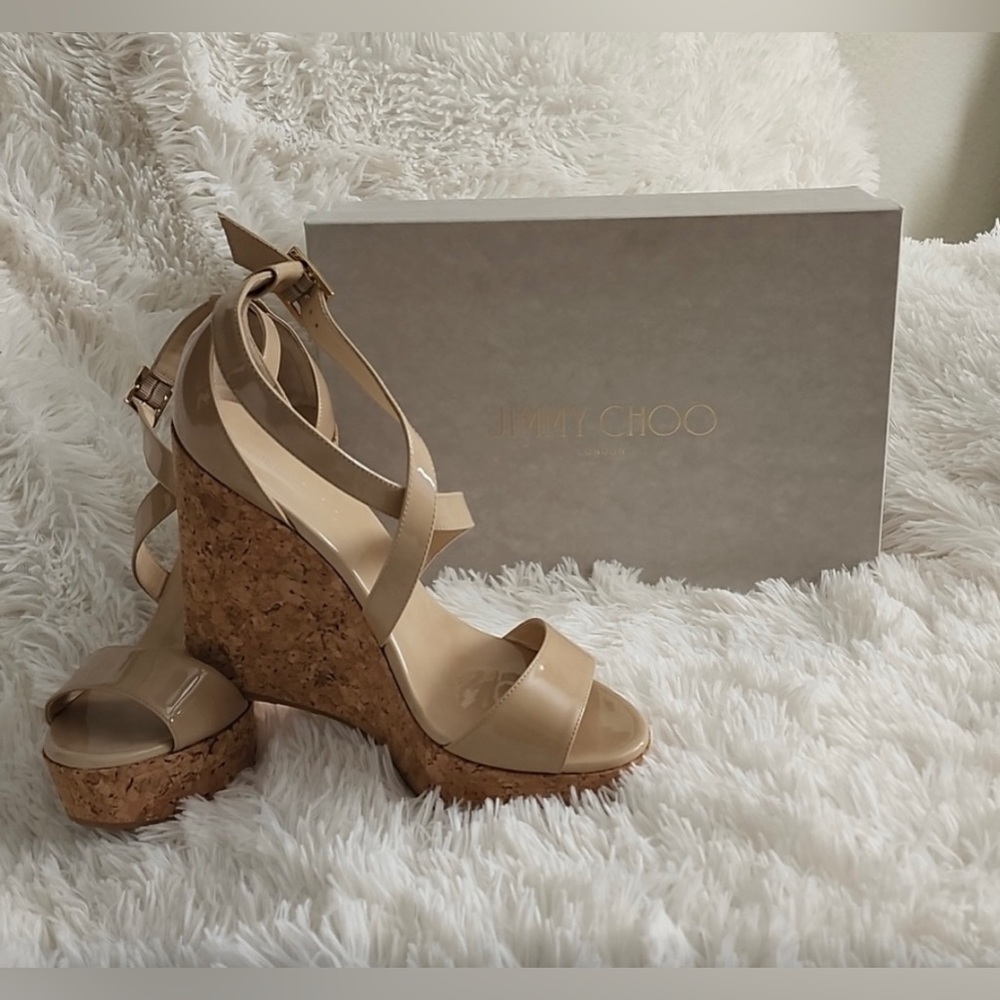 Jimmy Choo Tan Wedges NWOT - in box - Picture 2 of 4